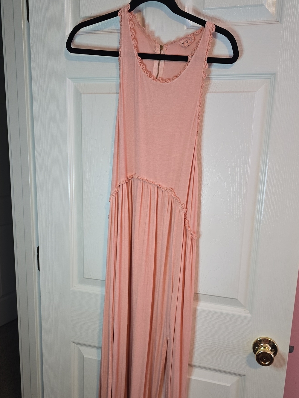 POL Peach Lace-Trim Maxi Dress